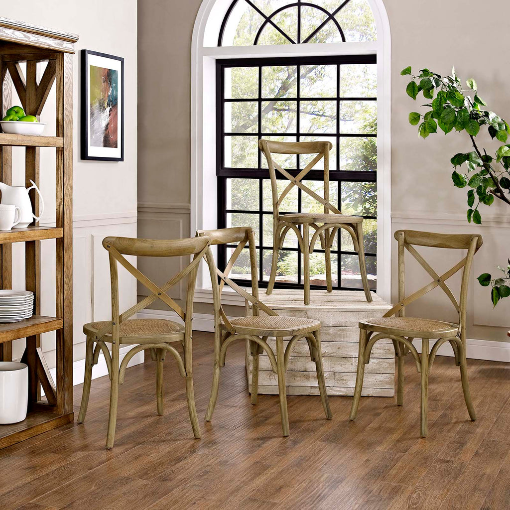 Gear Dining Side Chair Set of 4 in Natural