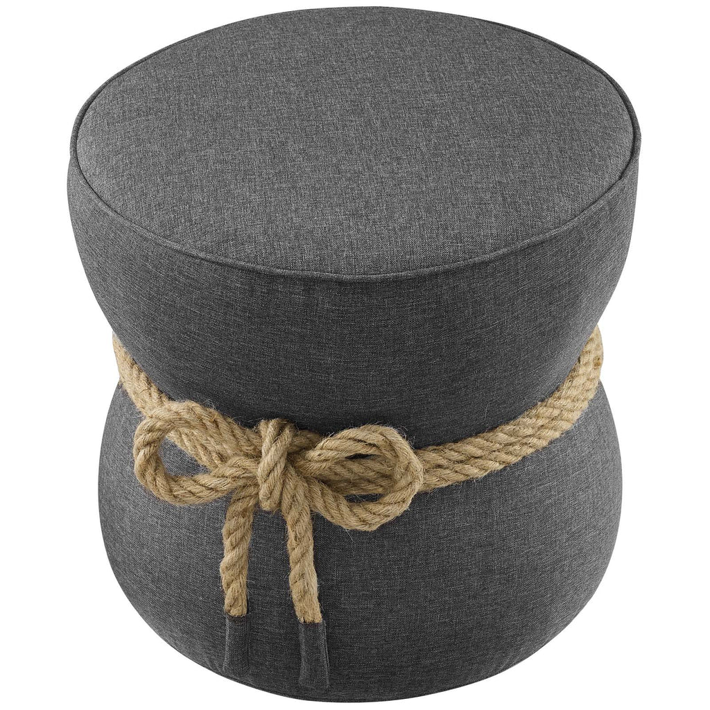 Beat Nautical Rope Upholstered Fabric Ottoman in Gray