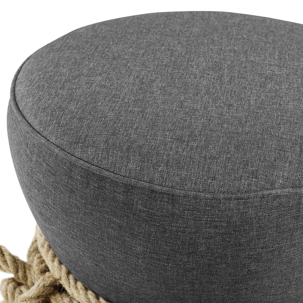 Beat Nautical Rope Upholstered Fabric Ottoman in Gray
