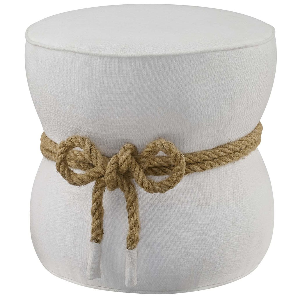 Beat Nautical Rope Upholstered Fabric Ottoman in White