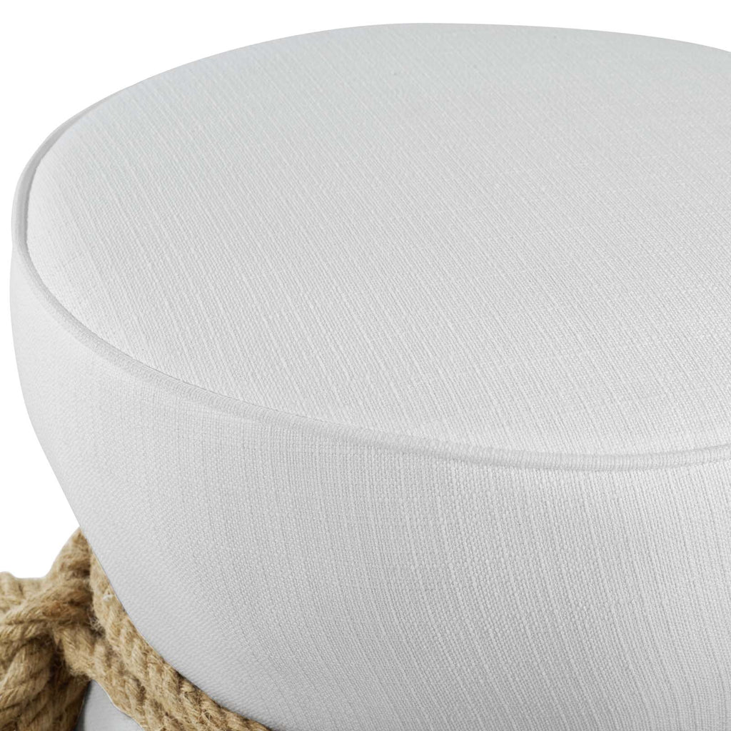 Beat Nautical Rope Upholstered Fabric Ottoman in White