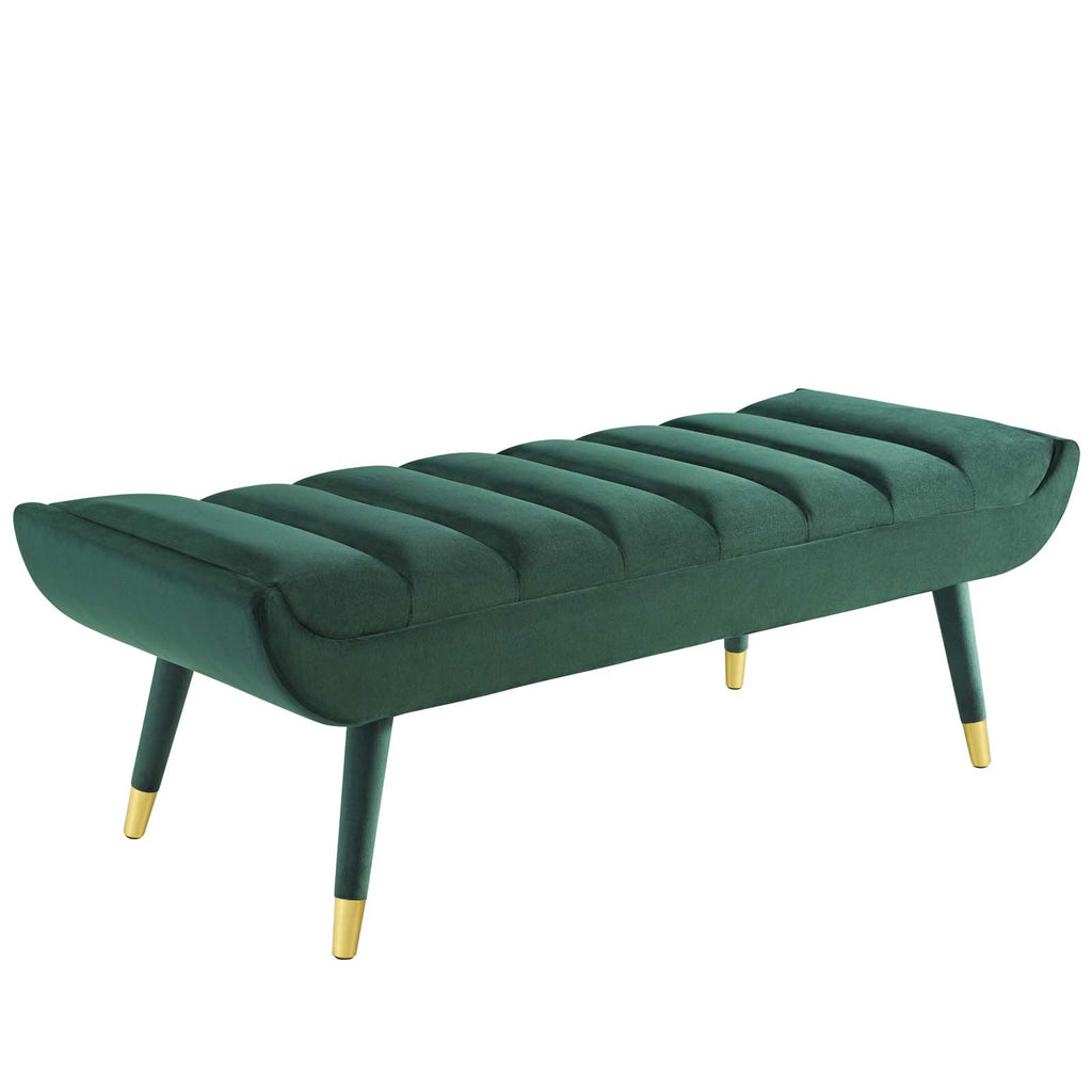 Guess Channel Tufted Performance Velvet Accent Bench in Green