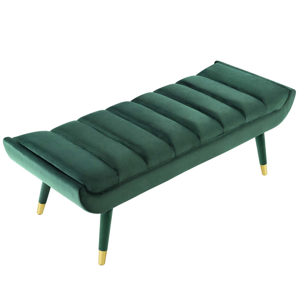 Guess Channel Tufted Performance Velvet Accent Bench in Green