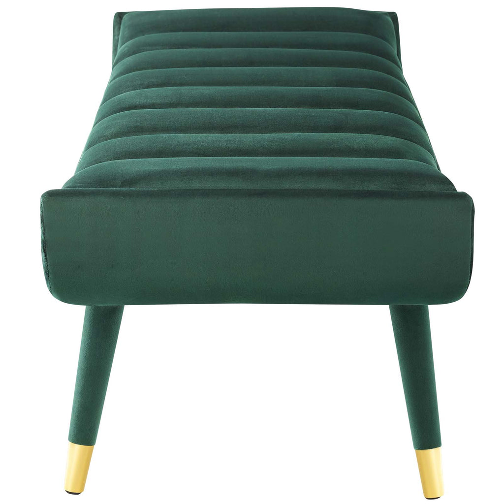 Guess Channel Tufted Performance Velvet Accent Bench in Green