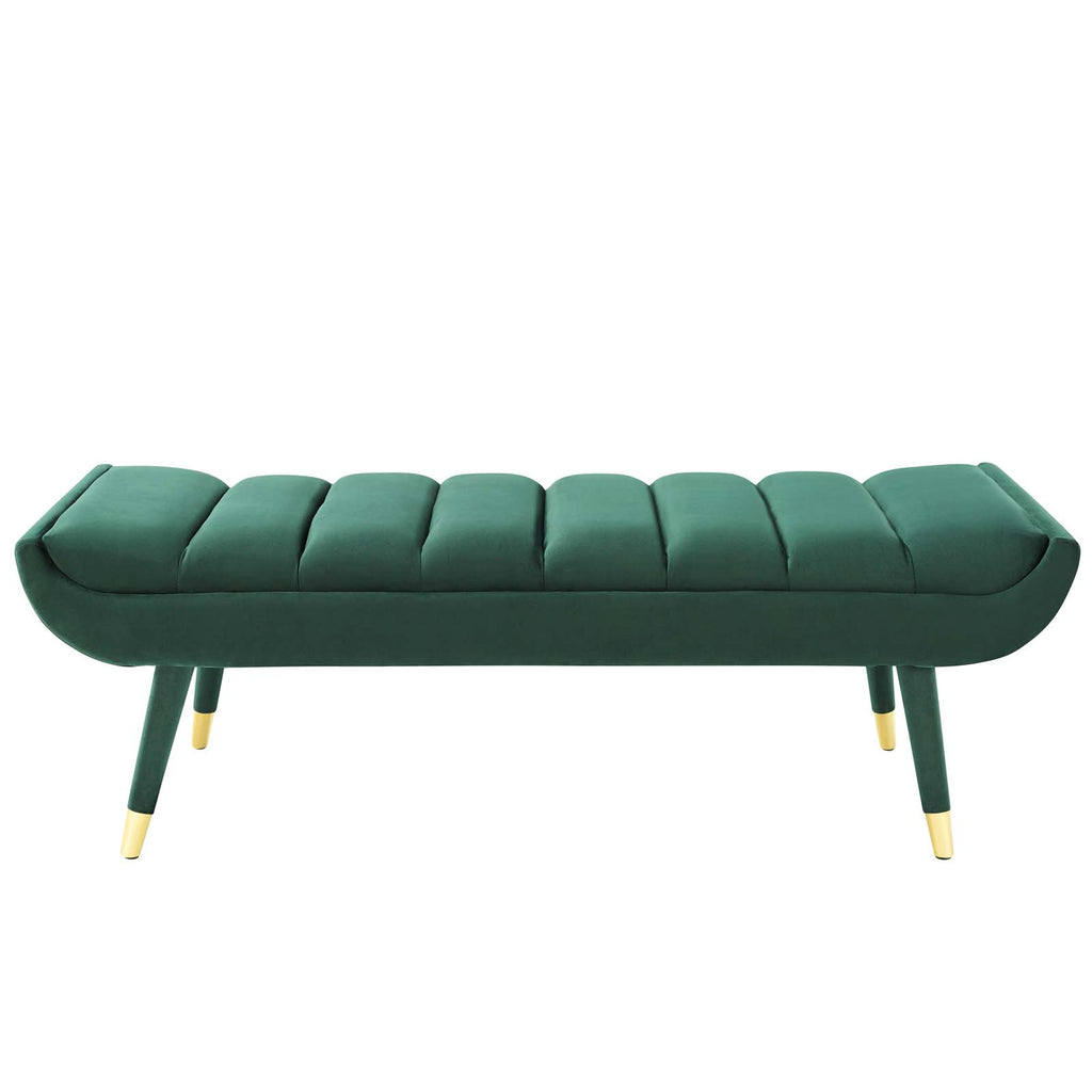 Guess Channel Tufted Performance Velvet Accent Bench in Green