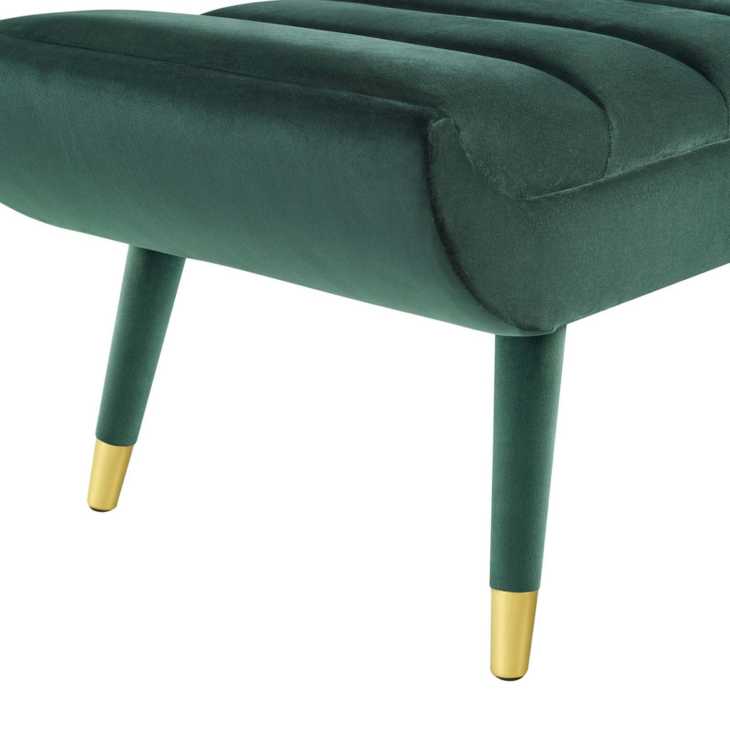 Guess Channel Tufted Performance Velvet Accent Bench in Green