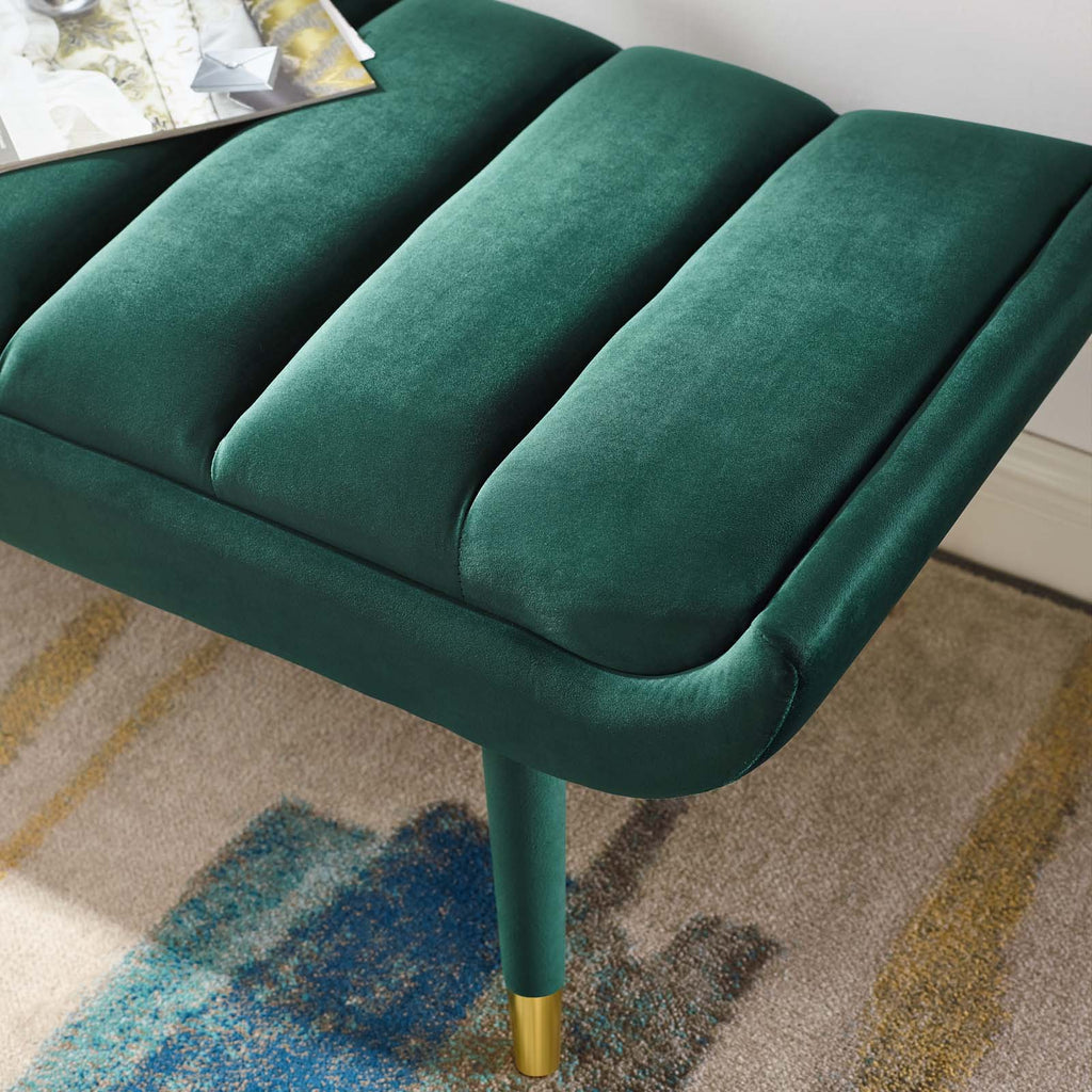 Guess Channel Tufted Performance Velvet Accent Bench in Green