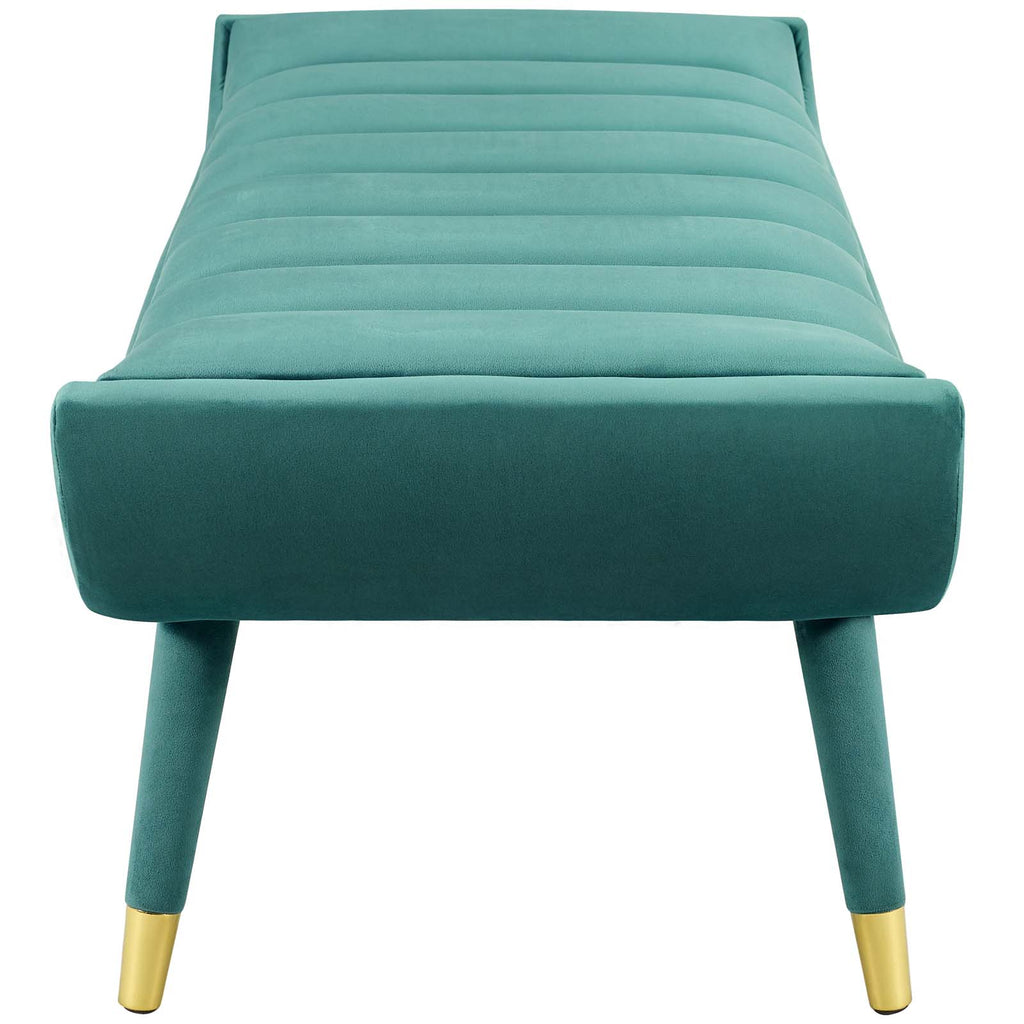 Guess Channel Tufted Performance Velvet Accent Bench in Teal