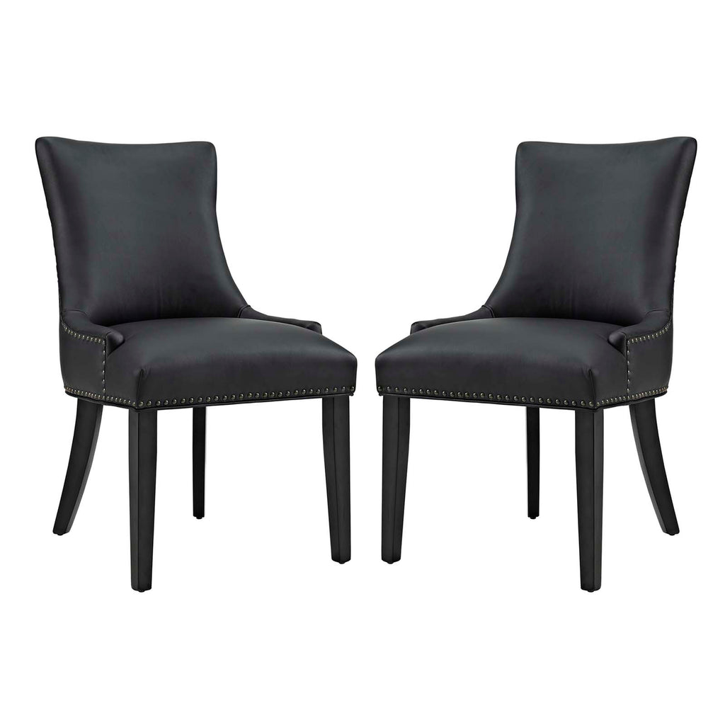 Marquis Dining Chair Faux Leather Set of 2 in Black