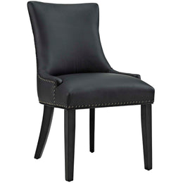 Marquis Dining Chair Faux Leather Set of 2 in Black