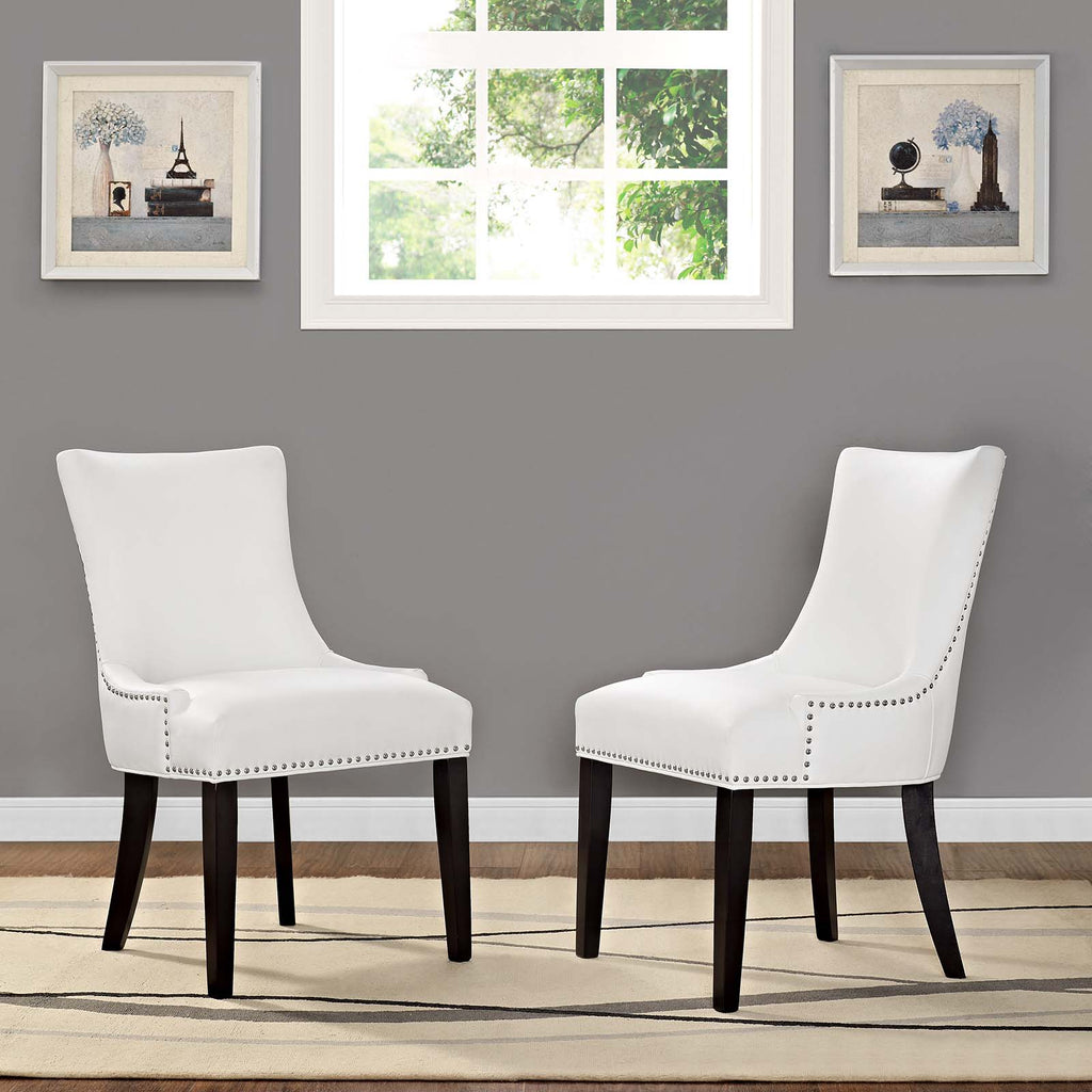 Marquis Dining Chair Faux Leather Set of 2 in White