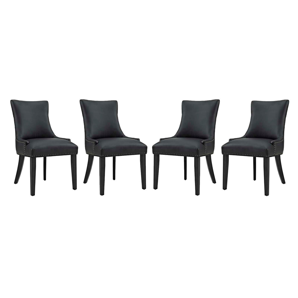 Marquis Dining Chair Faux Leather Set of 4 in Black