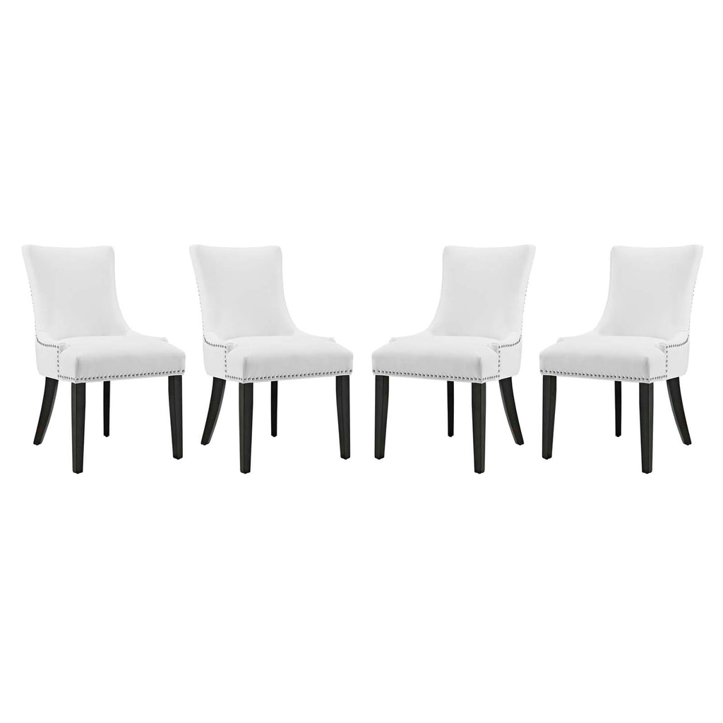 Marquis Dining Chair Faux Leather Set of 4 in White