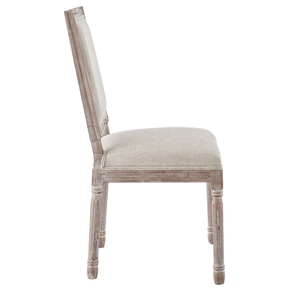 Court Dining Side Chair Upholstered Fabric Set of 2 in Beige