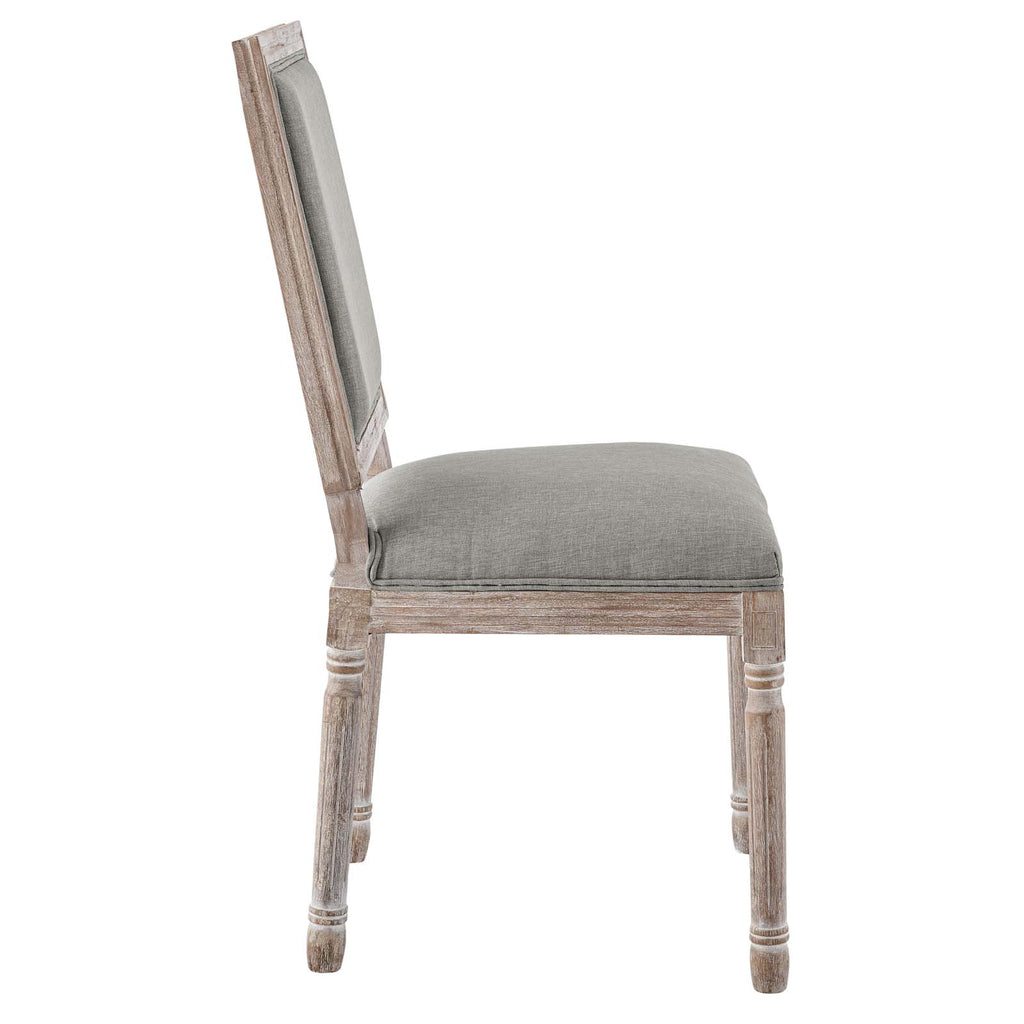 Court Dining Side Chair Upholstered Fabric Set of 2 in Light Gray