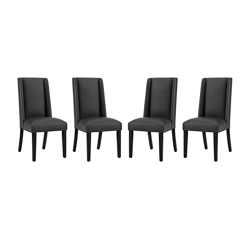 Baron Dining Chair Vinyl Set of 4 in Black