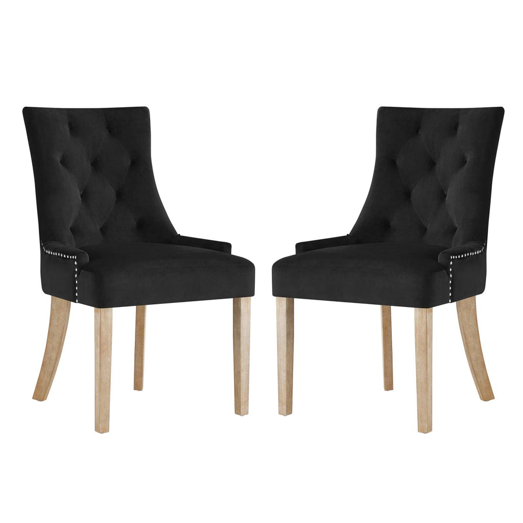 Pose Dining Chair Performance Velvet Set of 2 in Black