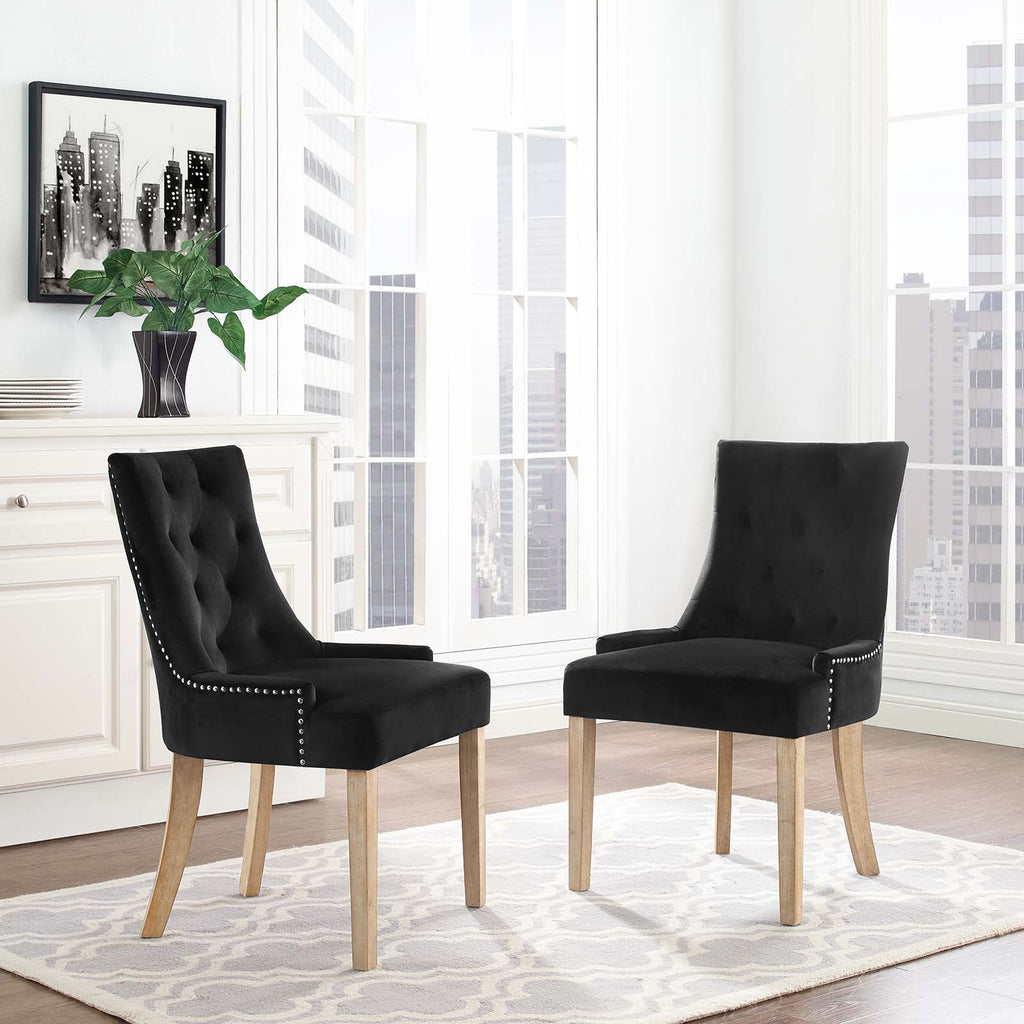 Pose Dining Chair Performance Velvet Set of 2 in Black