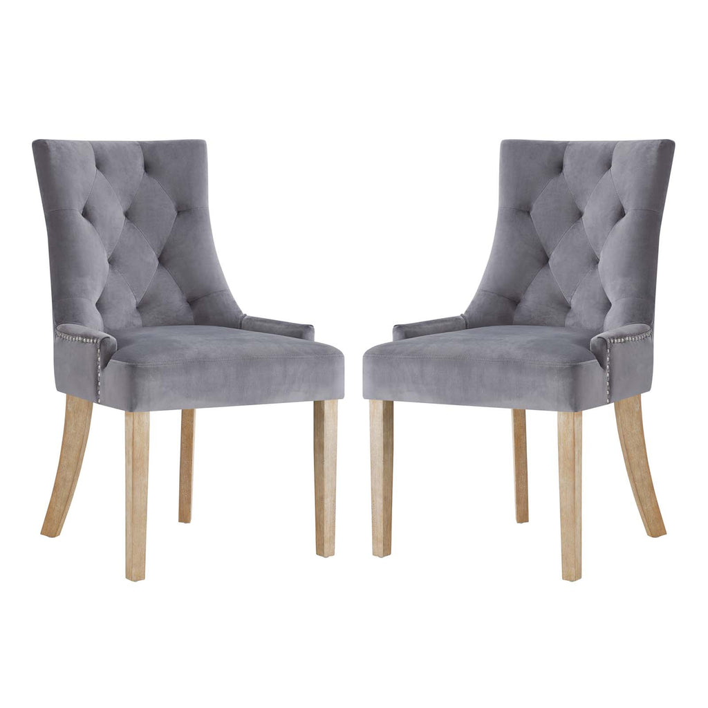 Pose Dining Chair Performance Velvet Set of 2 in Gray