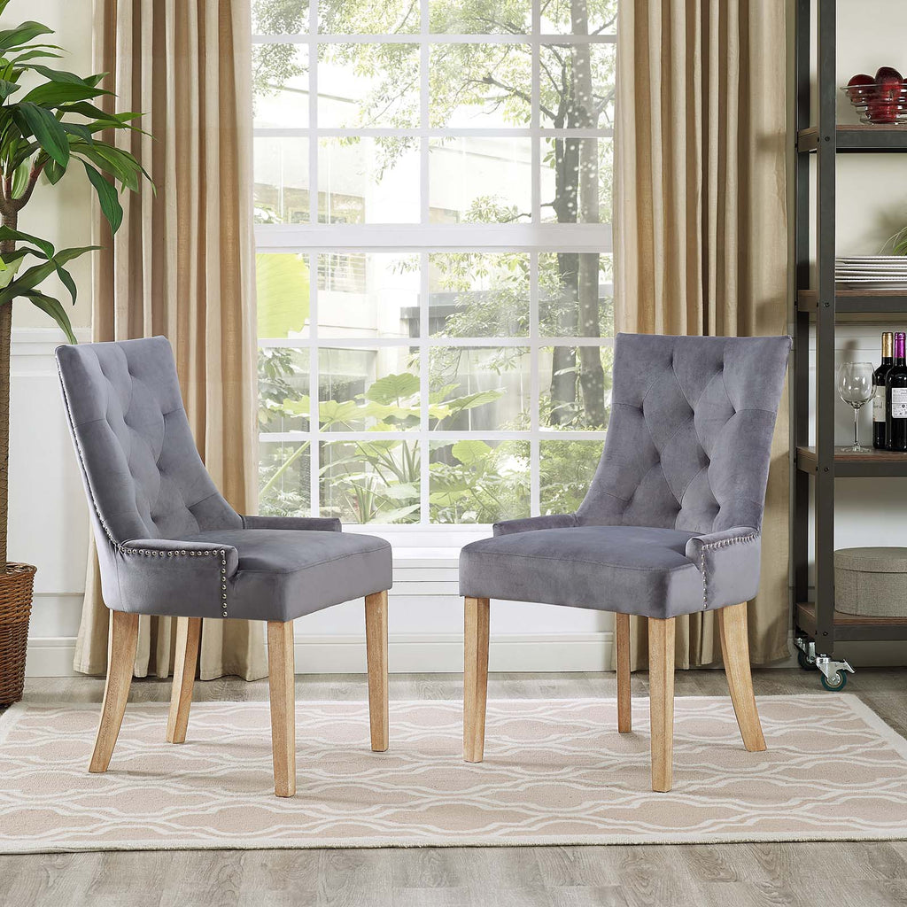 Pose Dining Chair Performance Velvet Set of 2 in Gray