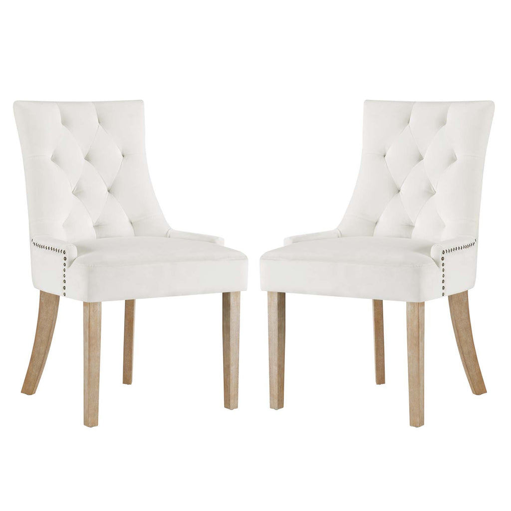 Pose Dining Chair Performance Velvet Set of 2 in Ivory