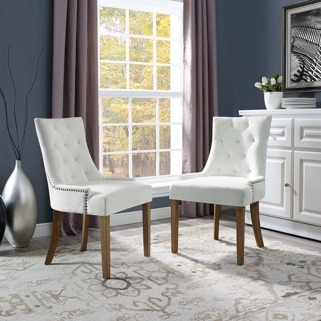 Pose Dining Chair Performance Velvet Set of 2 in Ivory