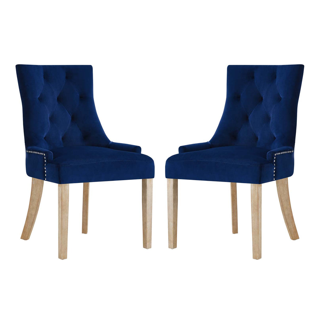 Pose Dining Chair Performance Velvet Set of 2 in Navy