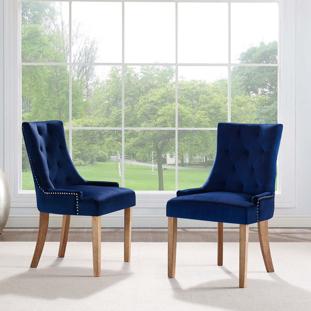 Pose Dining Chair Performance Velvet Set of 2 in Navy