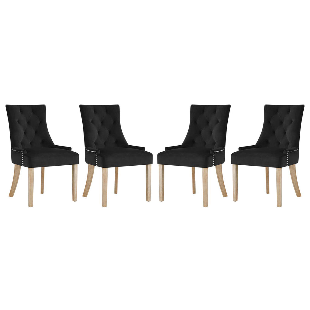 Pose Dining Chair Performance Velvet Set of 4 in Black