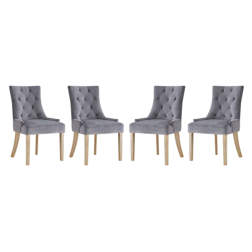 Pose Dining Chair Performance Velvet Set of 4 in Gray