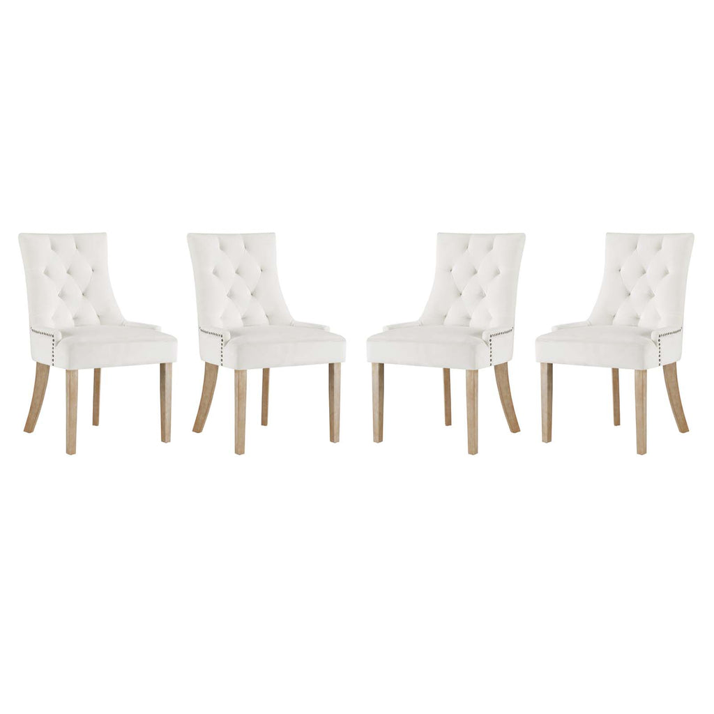 Pose Dining Chair Performance Velvet Set of 4 in Ivory