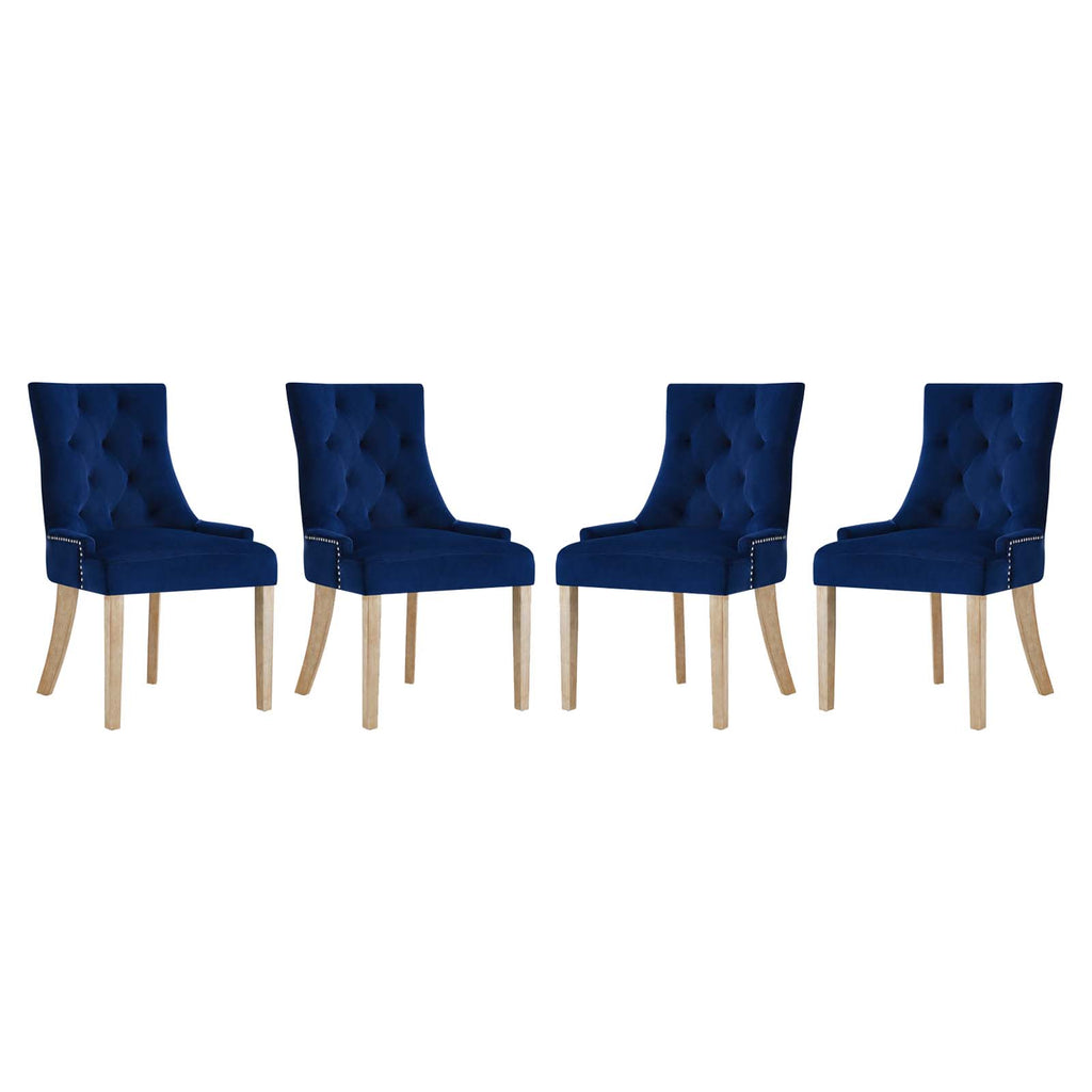 Pose Dining Chair Performance Velvet Set of 4 in Navy