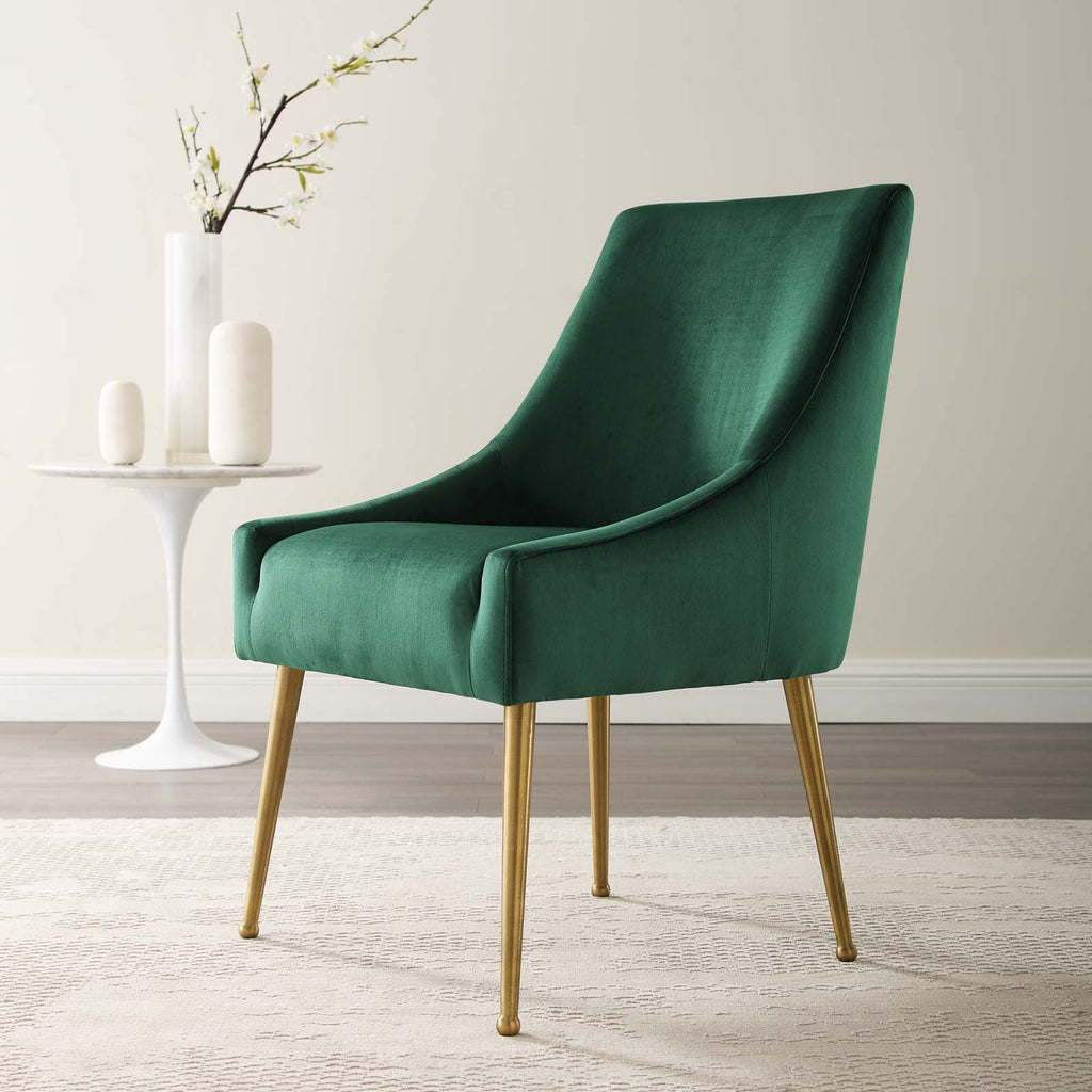 Discern Upholstered Performance Velvet Dining Chair in Green