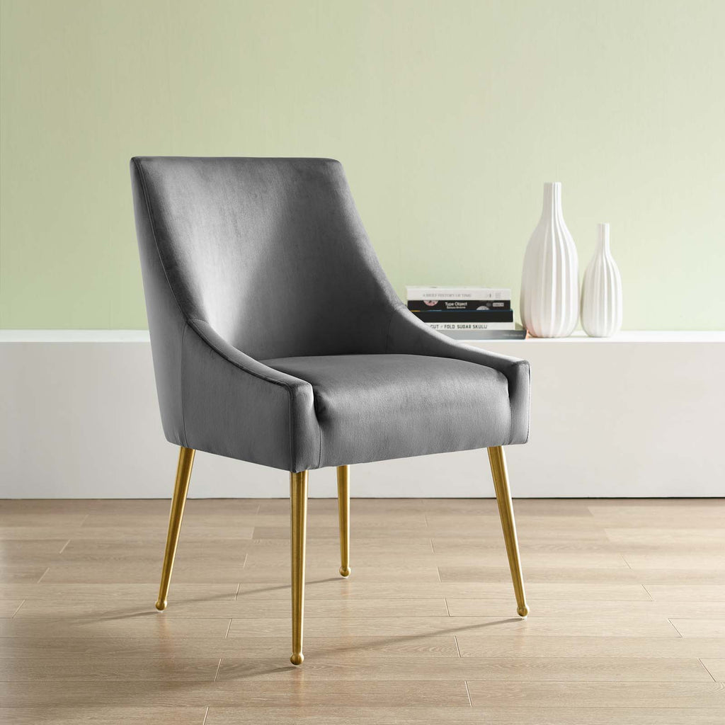 Discern Upholstered Performance Velvet Dining Chair in Gray