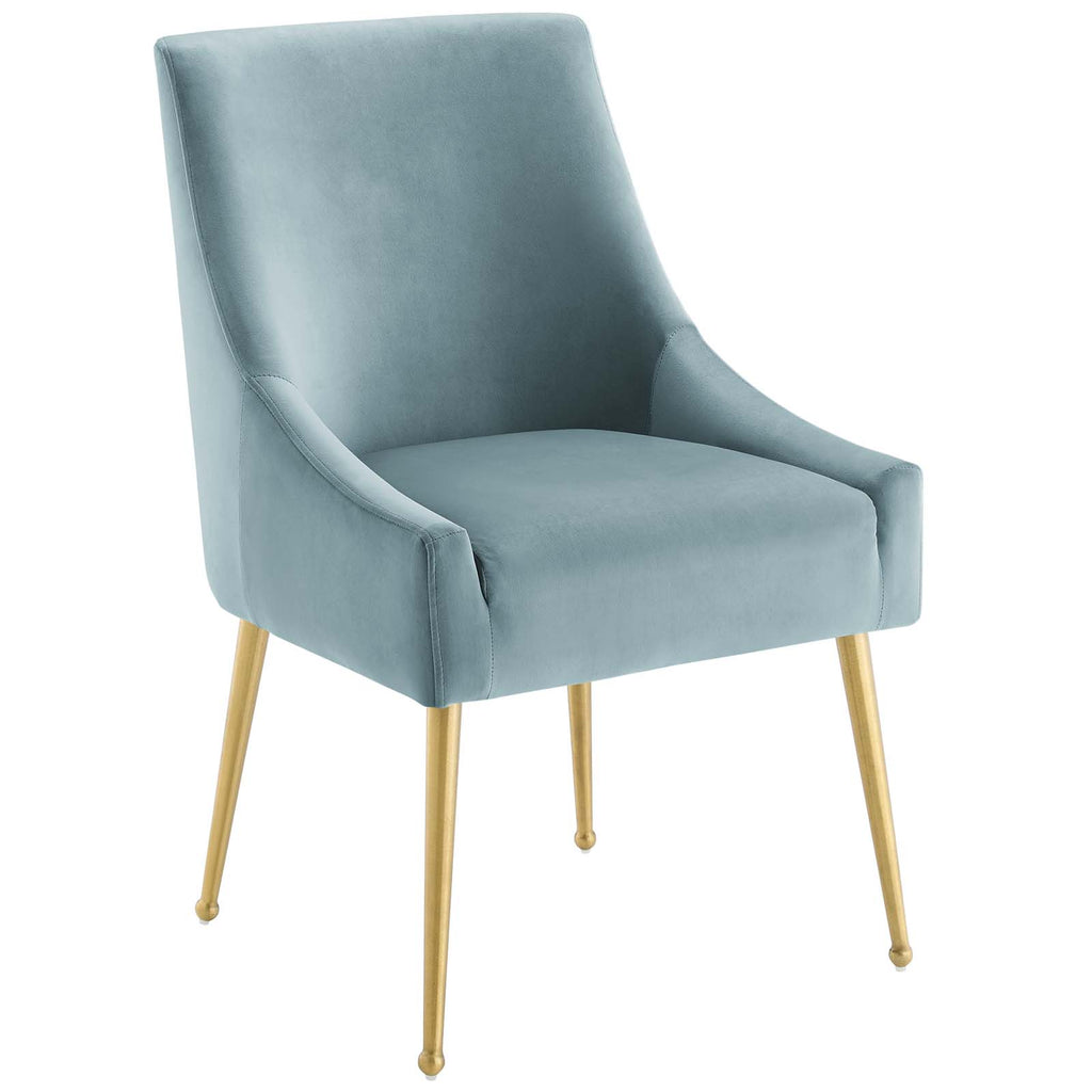 Discern Upholstered Performance Velvet Dining Chair in Light Blue