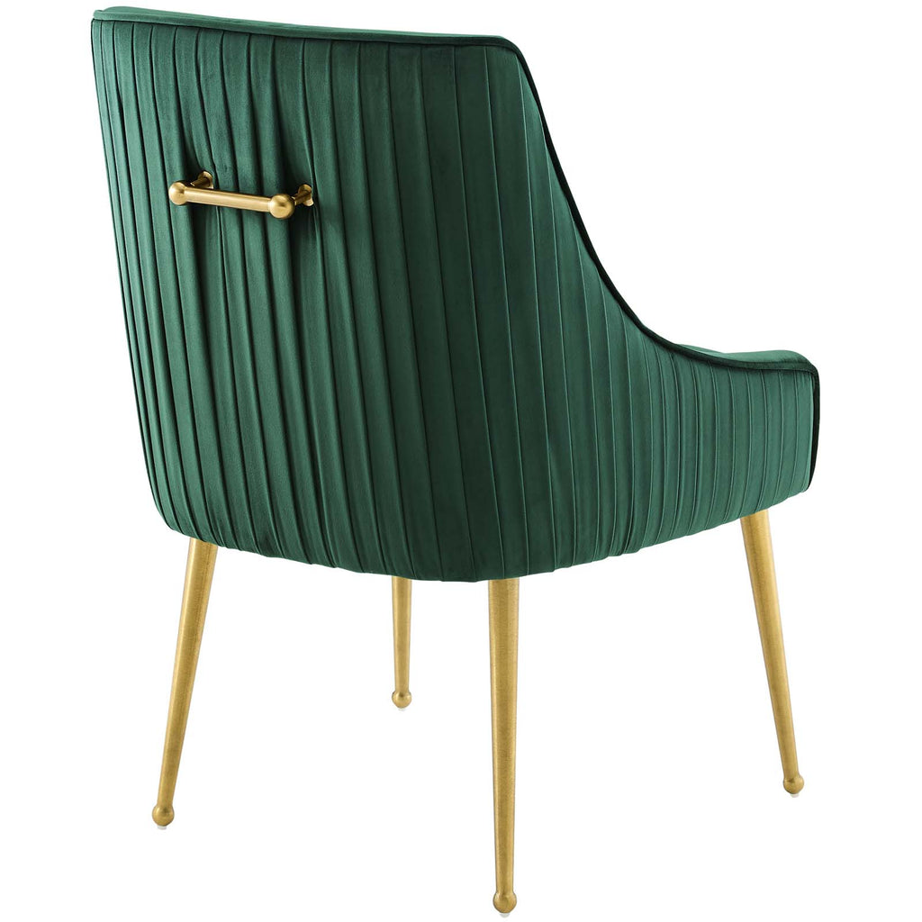 Discern Pleated Back Upholstered Performance Velvet Dining Chair in Green