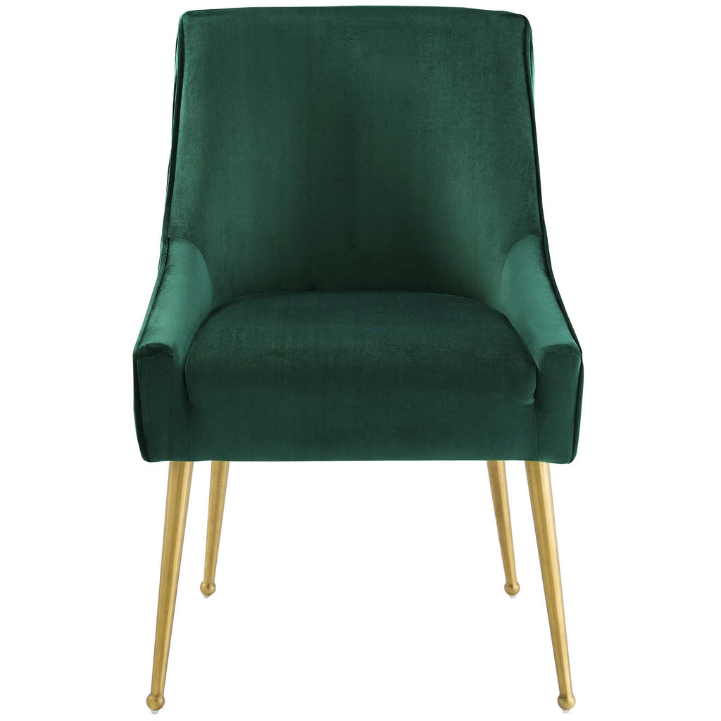 Discern Pleated Back Upholstered Performance Velvet Dining Chair in Green