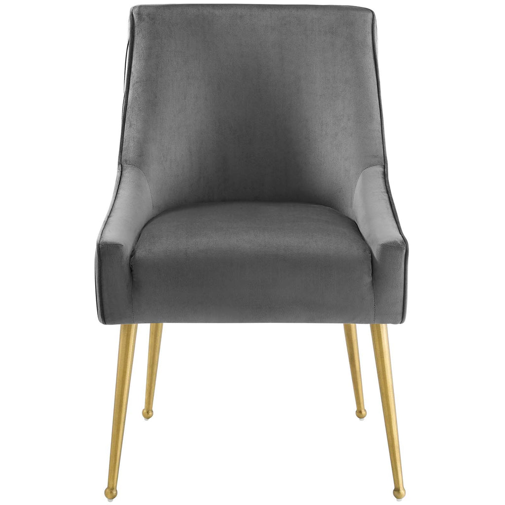 Discern Pleated Back Upholstered Performance Velvet Dining Chair in Gray