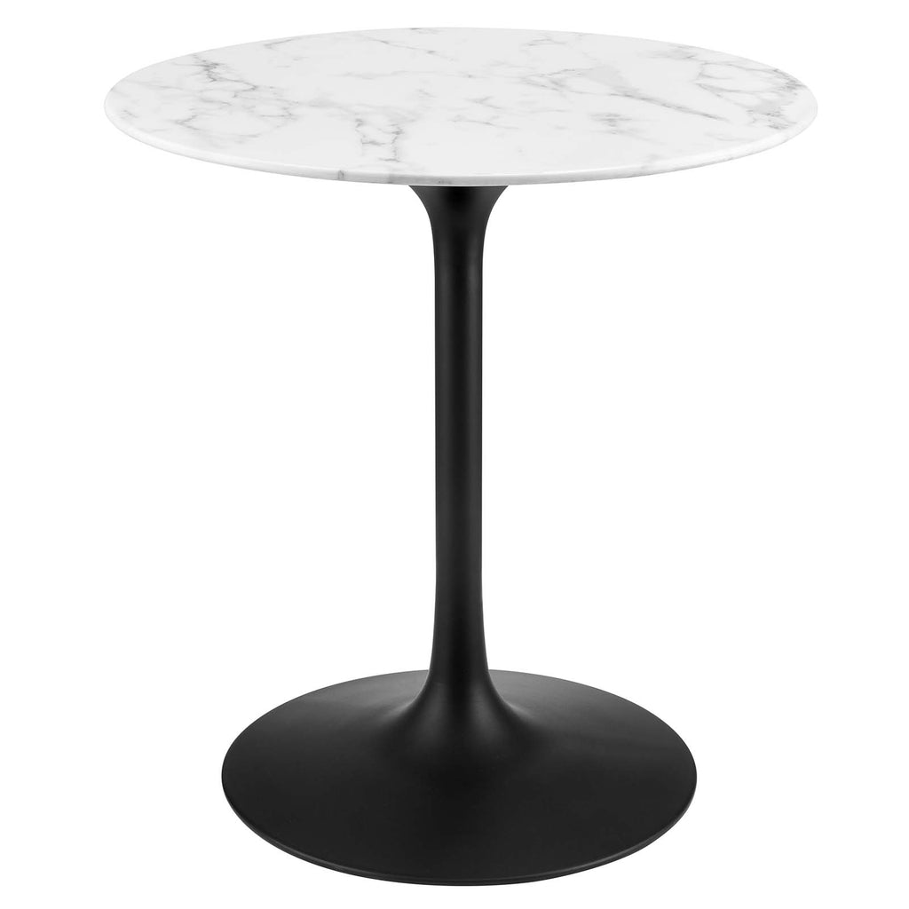 Lippa 28" Round Artificial Marble Dining Table in Black White