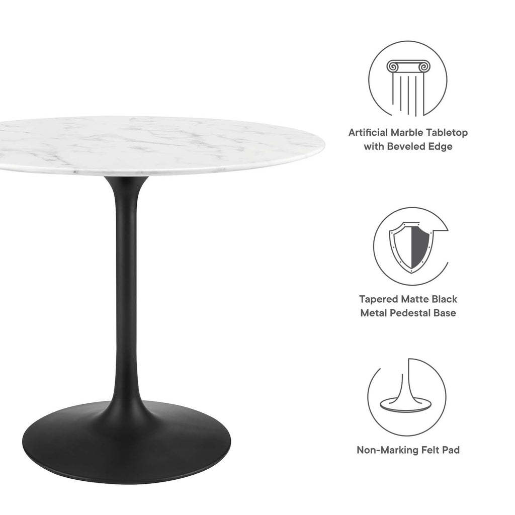 Lippa 36" Round Artificial Marble Dining Table in Black White