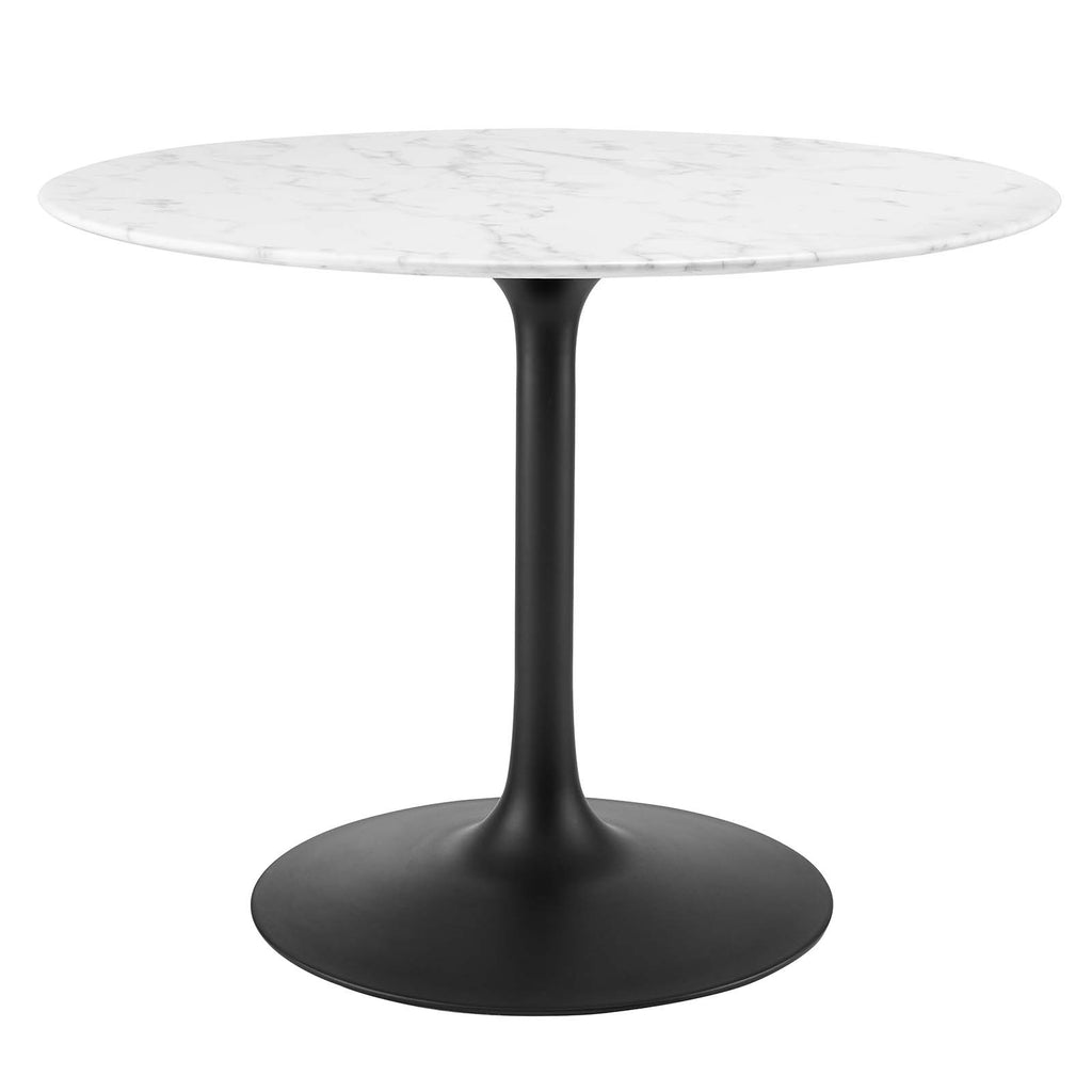 Lippa 40" Round Artificial Marble Dining Table in Black White