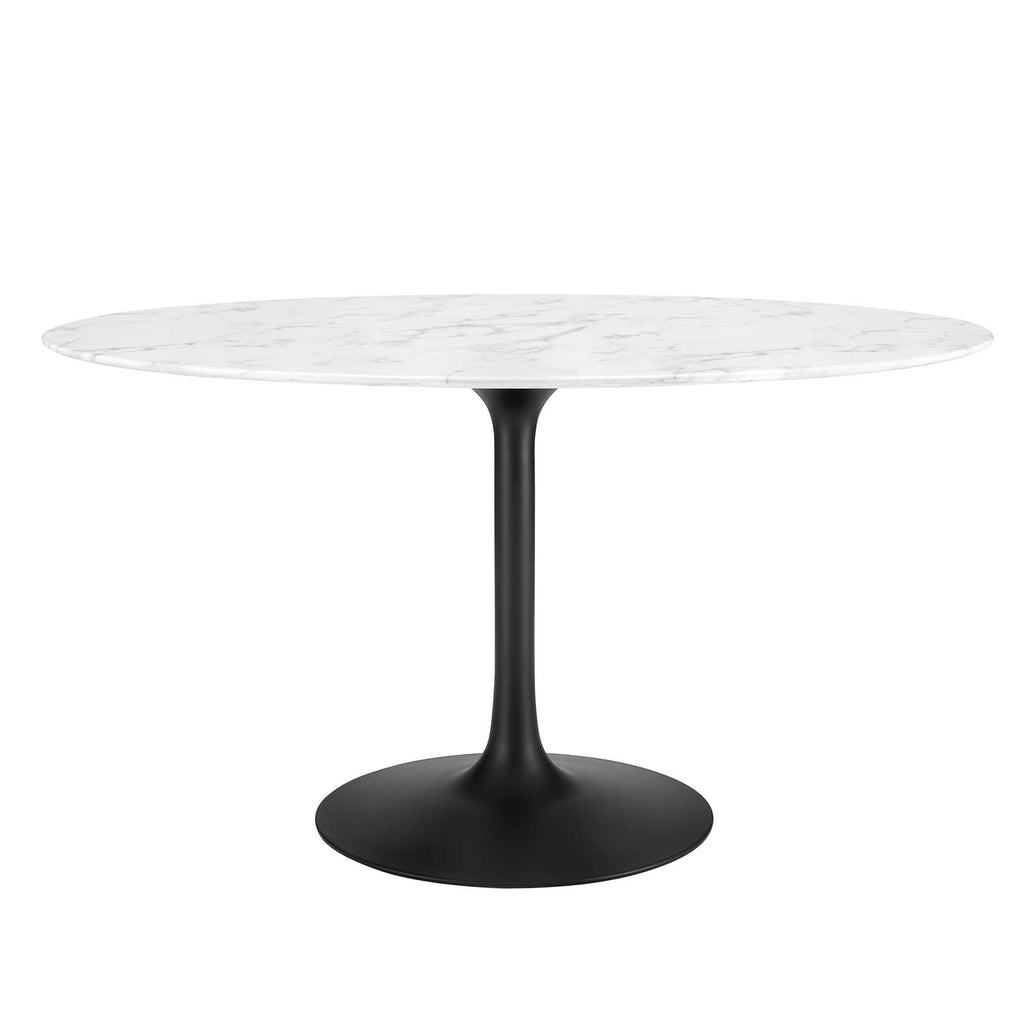 Lippa 54" Oval Artificial Marble Dining Table in Black White