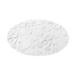 Lippa 60" Oval Artificial Marble Dining Table in Black White