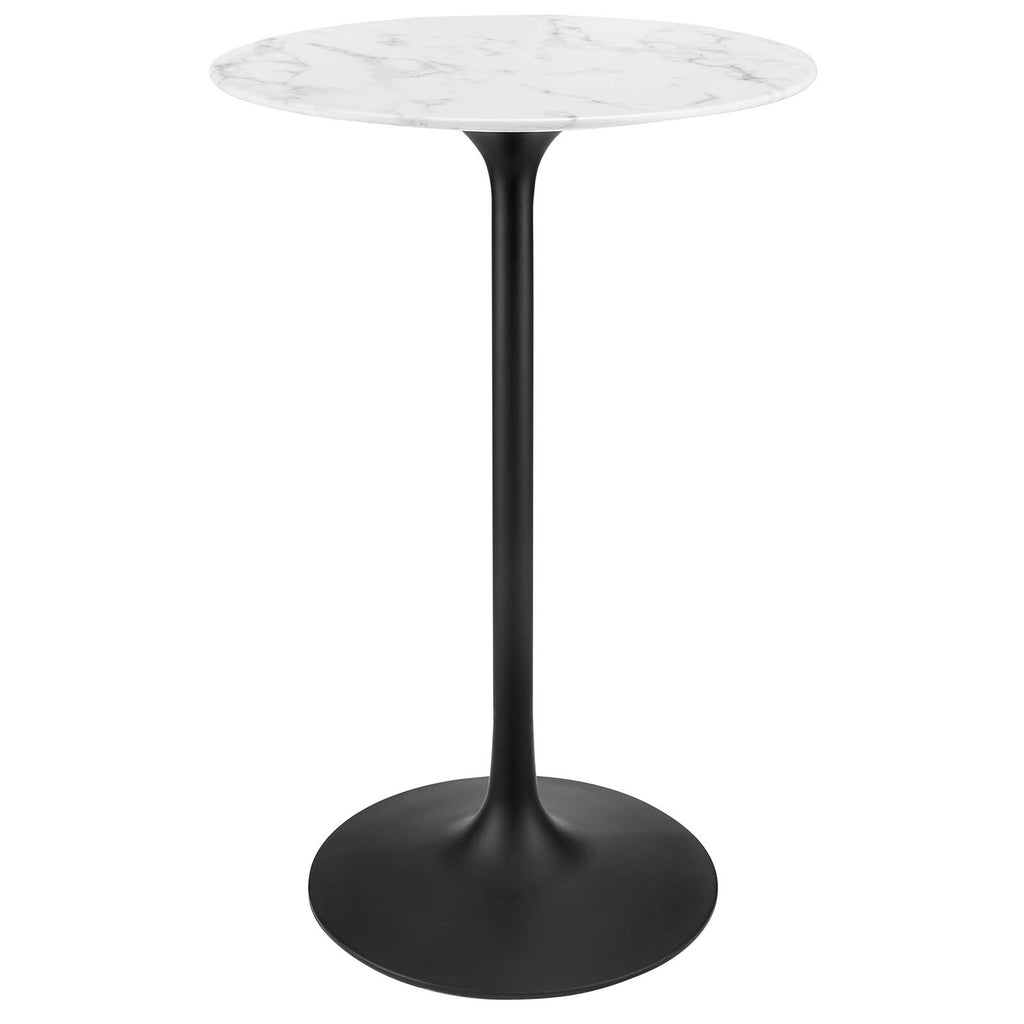 Lippa 28" Round Artificial Marble Bar Table in Black White