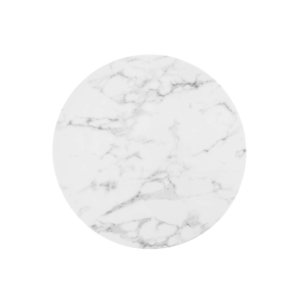 Lippa 28" Round Artificial Marble Bar Table in Black White