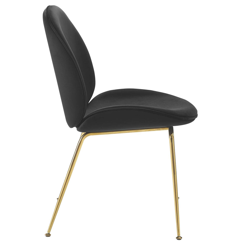 Scoop Gold Stainless Steel Leg Performance Velvet Dining Chair in Black