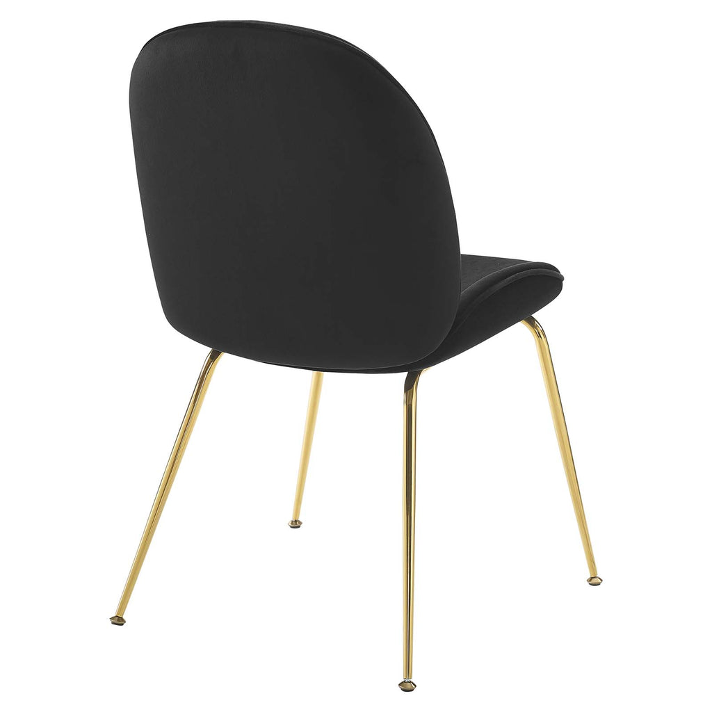 Scoop Gold Stainless Steel Leg Performance Velvet Dining Chair in Black