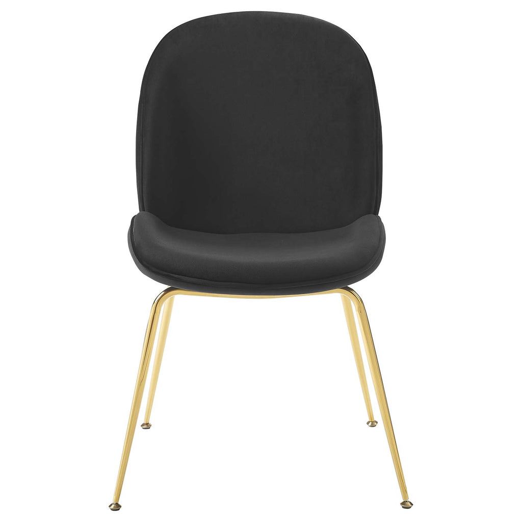 Scoop Gold Stainless Steel Leg Performance Velvet Dining Chair in Black