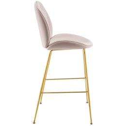 Scoop Gold Stainless Steel Leg Performance Velvet Bar Stool in Pink