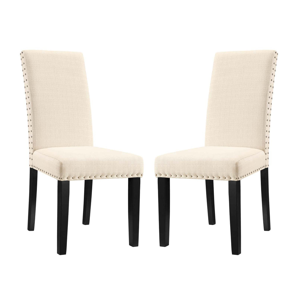 Parcel Dining Side Chair Fabric Set of 2 in Beige